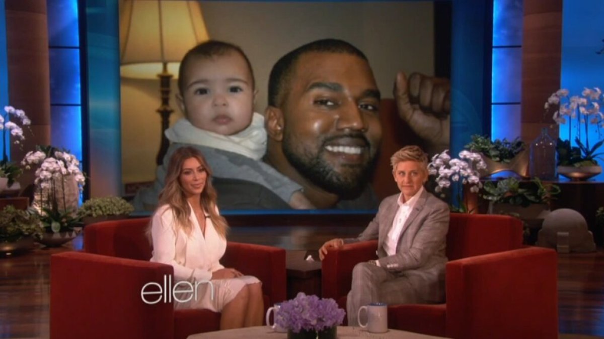 Kim Kardashian Ellen DeGeneres laidoje parodė naujas dukrelės North nuotraukas