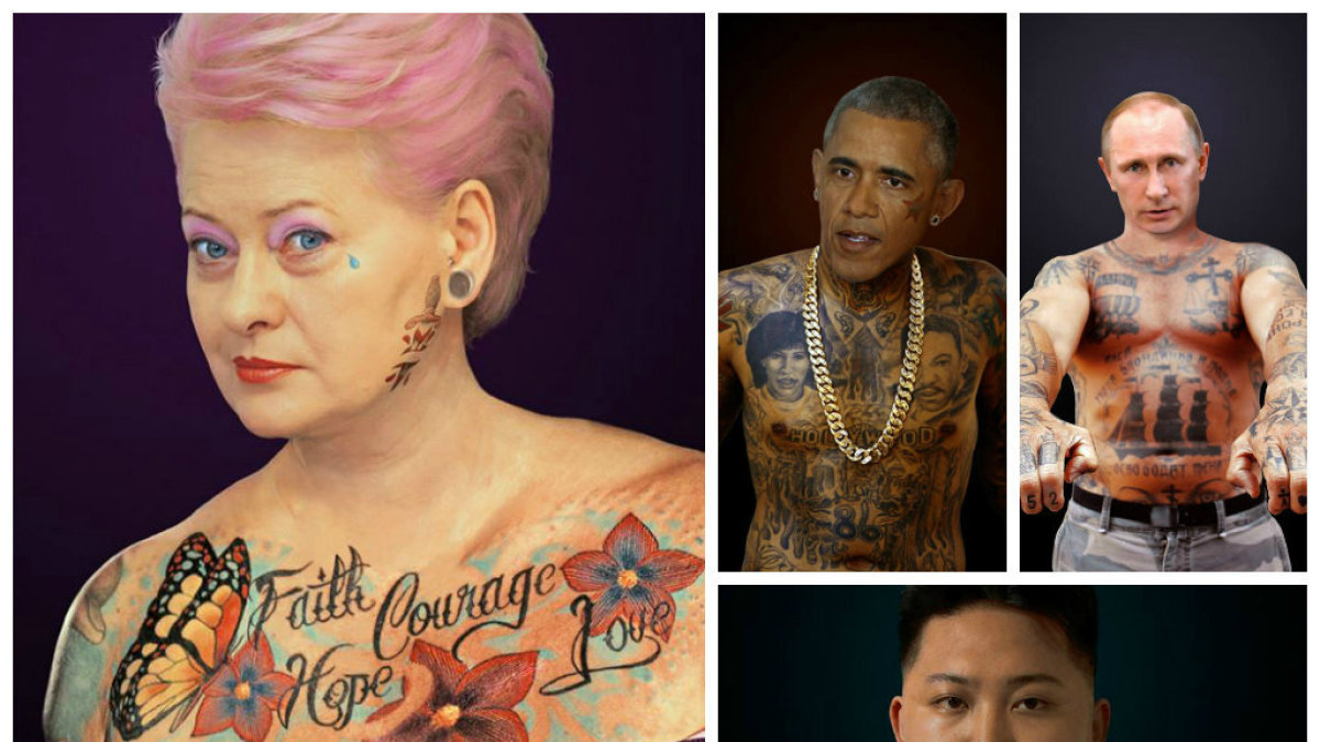 Armino Raugevičiaus kūryba – „tatuiruota“ Dalia Grybauskaitė, Barackas Obama, Vladimiras Putinas, Kim Jong Unas