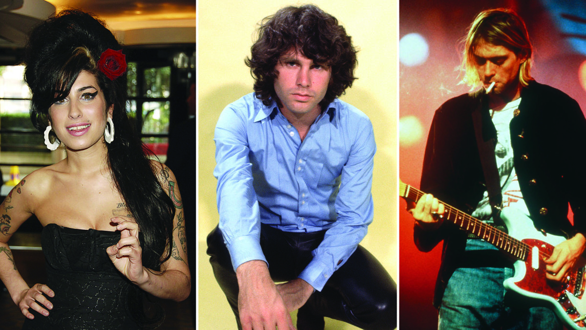 Amy Winehouse, Jimas Morrisonas, Kurtas Cobainas / Getty, Vida Press, Svanpix nuotraukos