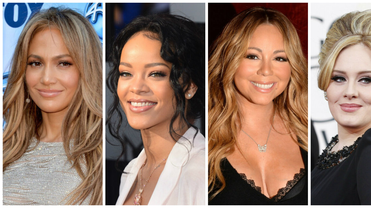 Jennifer Lopez, Rihanna, Mariah Carey ir Adele