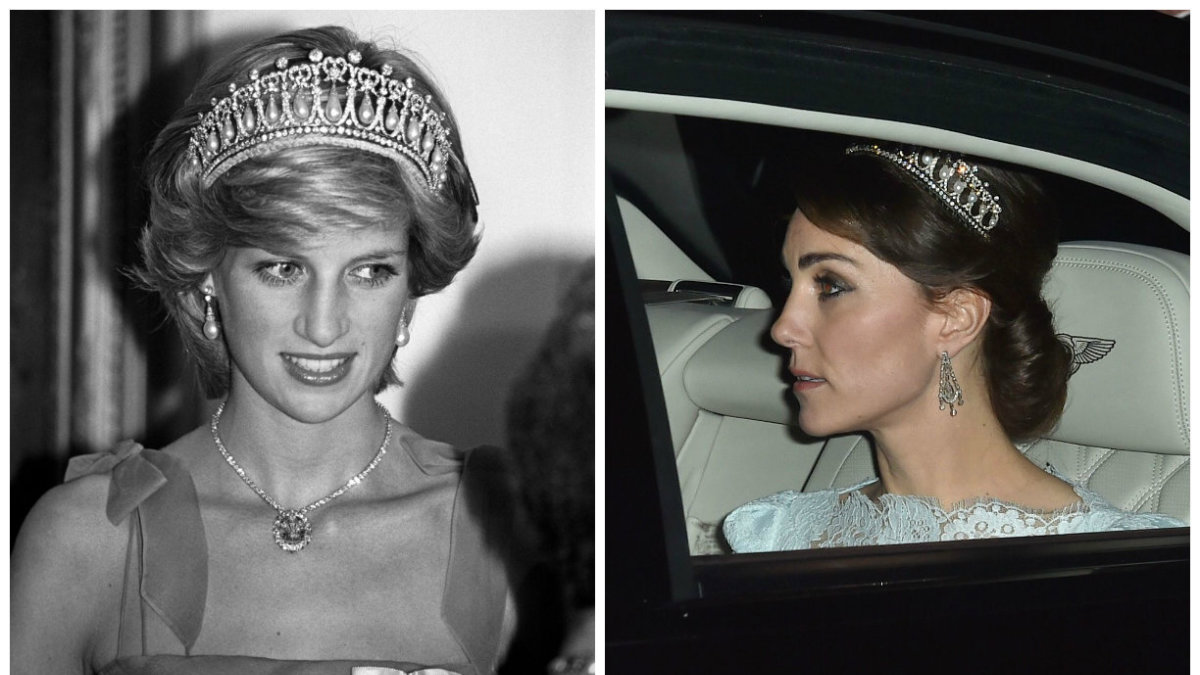 Princesė Diana ir Kembridžo hercogienė Catherine su ta pačia diadema