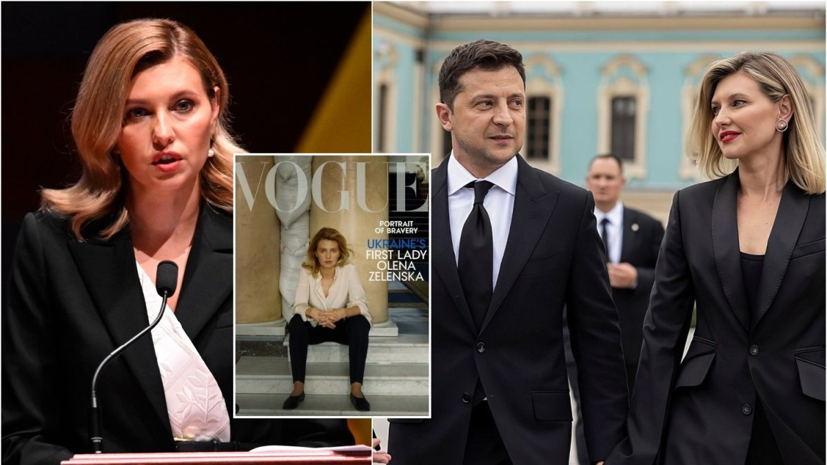 Volodymyras Zelenskis ir Olena Zelenska / „Scanpix“ nuotr. ir žurnalo „Vogue“ viršelis