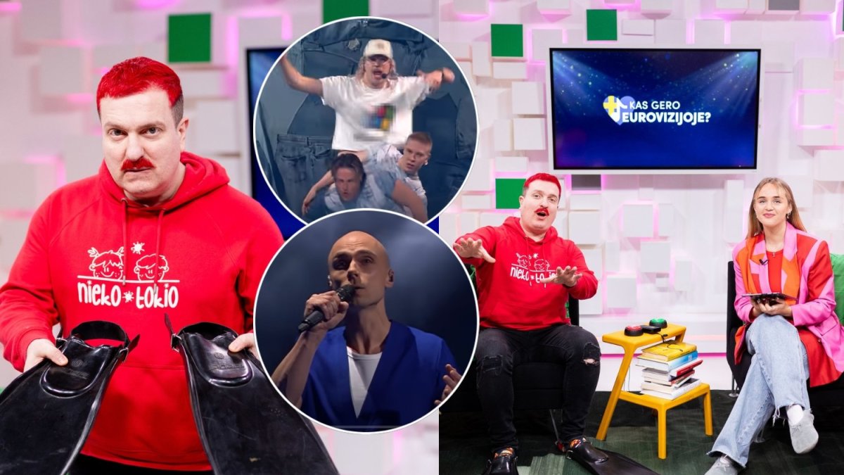 Deivydas Zvonkus ir Beatričė Staniūnaitė laidoje „Kas gero Eurovizijoje?“ / Luko Balandžio ir stopkadro nuotr.