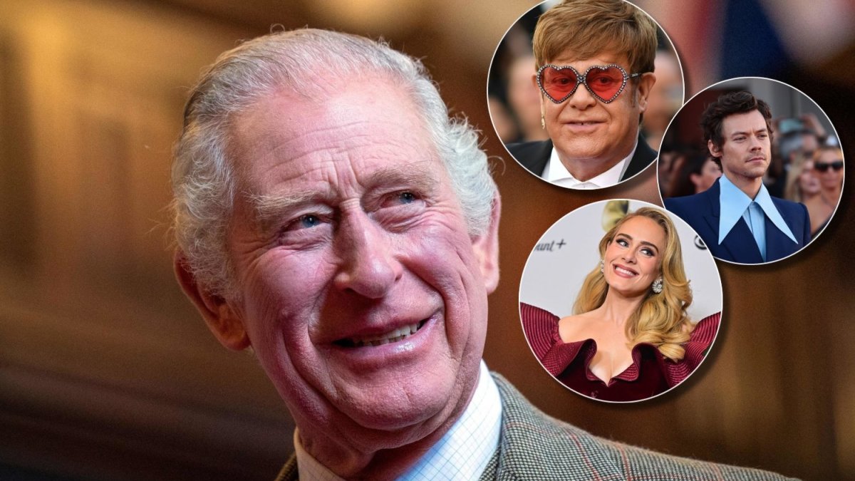 Karalius Charlesas III, Eltonas Johnas, Harry Stylesas, Adele / AFP/„Scanpix“ nuotr.