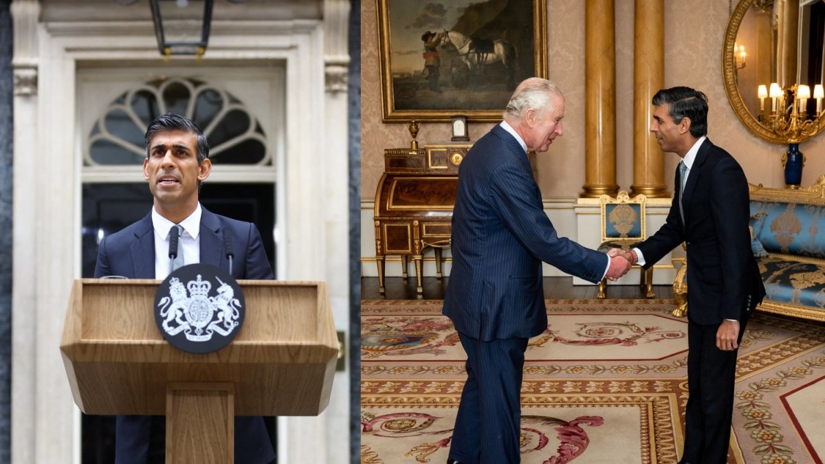 Karalius Charlesas III ir naujasis JK ministras pirmininkas Rishi Sunakas / „Reuters“/„Scanpix“ nuotr.