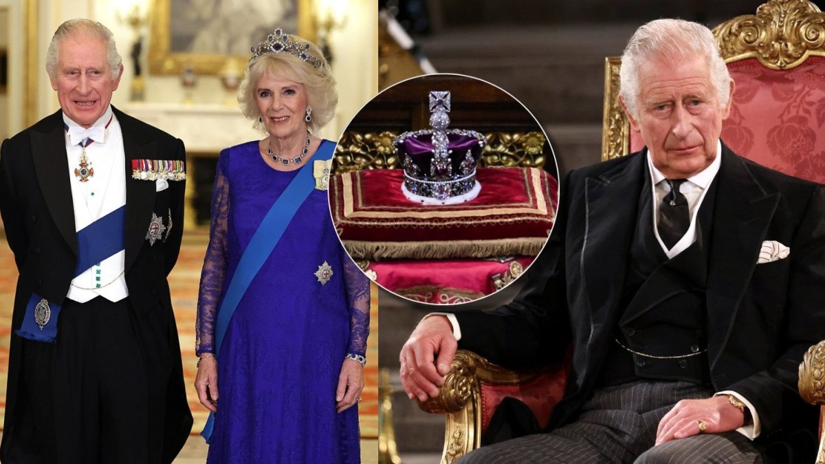 Karalius Charlesas III ir karalienė konsortė Camilla / AFP/„Scanpix“ nuotr.