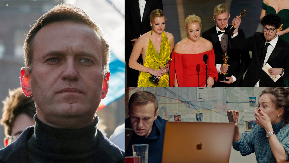 Aleksejus Navalnas, akimirka iš filmo „Navalnas“ triumfo „Oskaruose“ ir filmo kadras / „Scapix“ nuotr. ir stopkadras