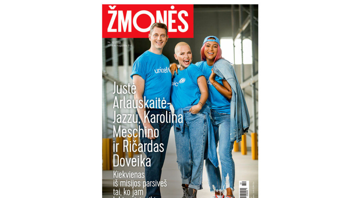 Žurnalo „Žmonės“ viršelis_ Ričardas Doveika, Justė Arlauskaitė-Jazzu, Karolina Meschino