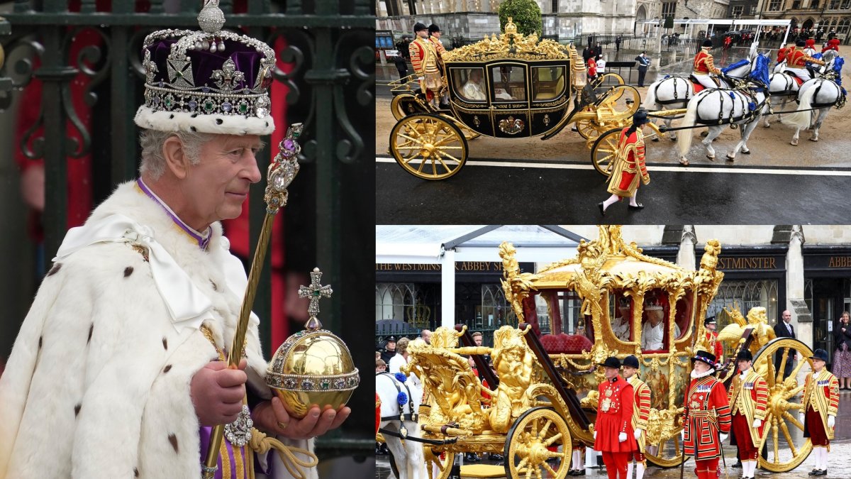 Karalius Charlesas III ir karūnacijos dienos karietos / „Scanpix“ nuotr.