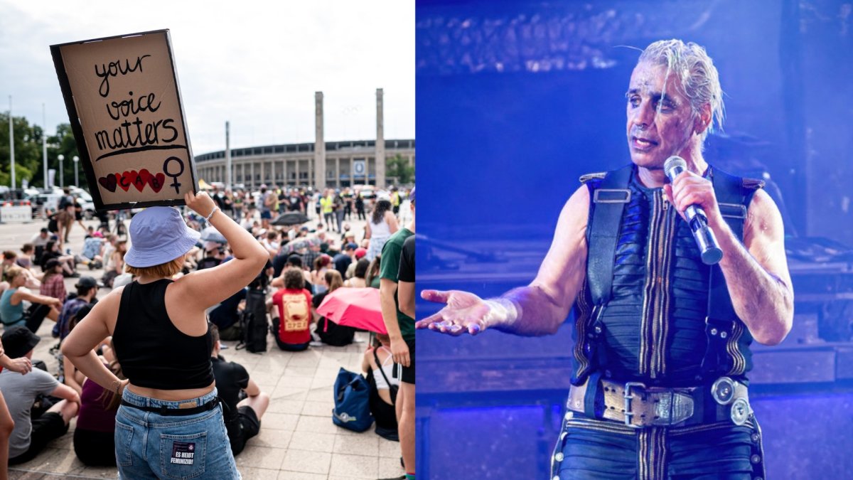 Prieš „Rammstein“ koncertą Berlyne – protestas / AFP/„Scanpix“ nuotr.