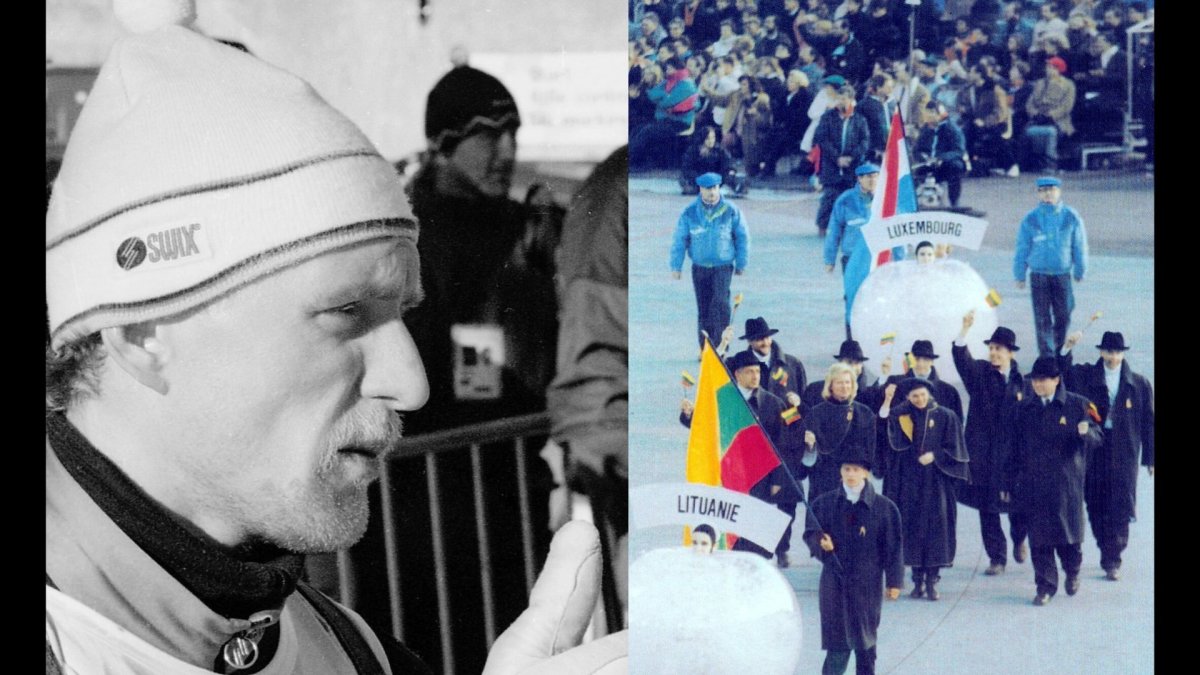 Gintaras Jasinskas nešė Lietuvos vėliavą 1992 m. žiemos olimpinėse žaidynėse / LTOK nuotr.