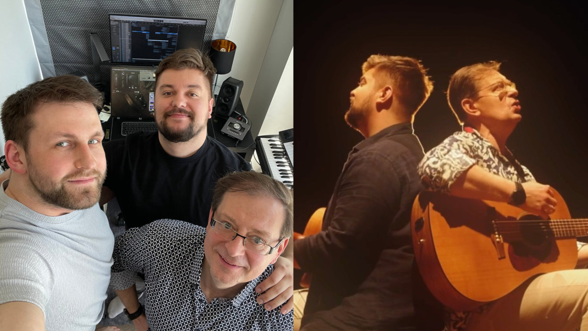 Dainotas Varnas ir jo tėtis Rasius Varnas, muzikos bendraautorius Žygimantas Kepenis / Asmeninio albumo nuotr. ir stopkadras