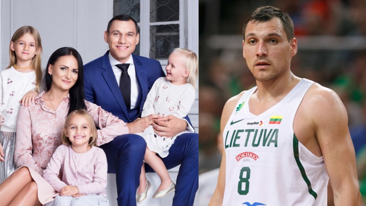Krepšininkas Jonas Mačiulis, jo žmona Agnė Mačiulienė, dukros Kamilė, Klaudia ir Kotryna  / Fotogenijų nuotr.