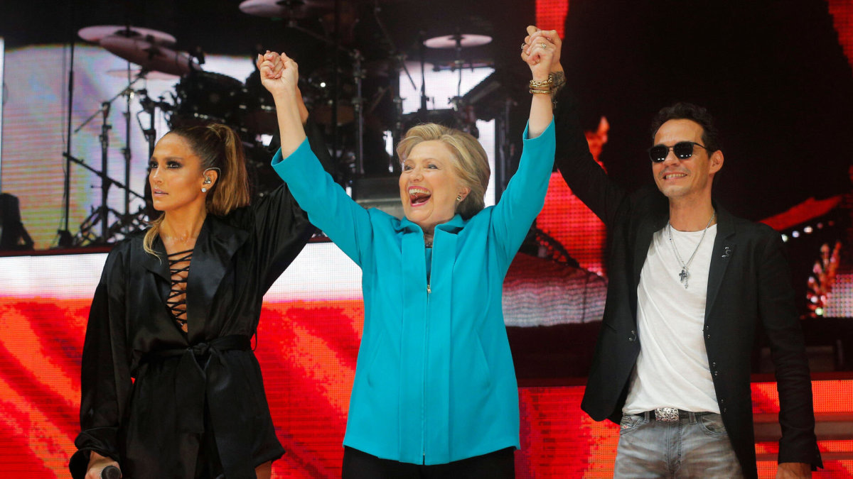 Jennifer Lopez, Hillary Clinton, Marcas Anthony