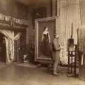 Johnas Singeris Sargentas savo studijoje prie &bdquo;Madam X portreto&ldquo;, 1885 m.