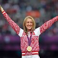 Rusijos lengvaatletė Yuliya Zaripova laimėjo aukso medalį 3000 m bėgime su kliūtimis
