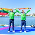 Mindaugas Gri&scaron;konis (de&scaron;inėje) ir Saulius Ritter 2016 m. Rio de Žaneire i&scaron;kovojo olimpinius sidabro medalius / V.Dranginio nuotr.