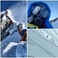 Kairėje ir apačioje - eilės ant Everesto, vir&scaron;uje de&scaron;inėje - Tadas Jer&scaron;ovas ir alpinistų eilė prie Manaslu