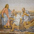 Mosaic - miracle fishing from New Testament in basilica of St. Peters