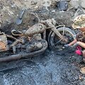 Vokietijos karių motociklas Dunojuje