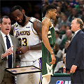 Frankas Vogelis ir LeBronas Jamesas bei Giannis Antetokounmpo ir Mike'as Budenholzeris