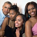 Michelle ir Barackas Obamos su dukromis Sasha ir Malia