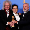 Rami Malekas su &bdquo;Queen&ldquo; nariais Brianu May ir Rogeriu Tayloru