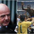 Gianni Infantino (kairėje) nori, kad kiekvienoje &scaron;alyje atsirastų po Pele vardu pavadintą stadioną