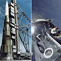 Sovietinės raketos N-1 maketas ir &bdquo;Apollo 9&ldquo; Žemės orbitoje