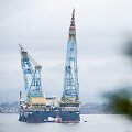 Norvegijoje per krovinio kėlimo incidentą vos neapvirto plaukiojantis kranas