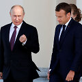 Vladimiro Putino ir Emmanuelio Macrono susitikimas Sankt Peterburge