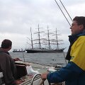 Jachtos &bdquo;Lietuva&ldquo; įgulos sutikimas su &bdquo;Sedov&ldquo; burlaiviu.