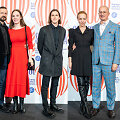 Valda Bičkutė su vyru, Saulius Baradinskas, Aleksandras Pogrebnojus, Dovilė Filmanavičiūtė