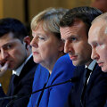 V.Zelenskis, A.Merkel, E.Macronas ir V.Putinas Paryžiuje