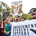 Jaunieji imigrantai demonstruoja palaikymą DACA politikai