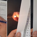 Pakaitinus termochrominį ra&scaron;alą, jis i&scaron;nyksta.