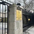 Rusijos ambasados Stokholme vartai / STAFF / REUTERS