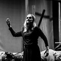Scena i&scaron; spektaklio &bdquo;Strazdas &ndash; žalias pauk&scaron;tis&ldquo;
