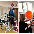 Marta ir Mindaugas su judesio treniruokliais atlieka įvairius pratimus