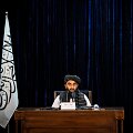Talibano vyriausybės atstovas Zabihullah Mujahidas 