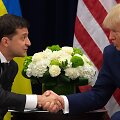 Ukrainos prezidentas Volodymyras Zelenskis ir buvęs JAV prezidentas Donaldas Trumpas, 2019 m.