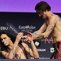 &bdquo;Eurovizijos&ldquo; nugalėtojų &bdquo;M&aring;neskin&ldquo; spaudos konferencija