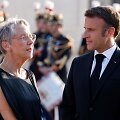 Elisabeth Borne ir Emmanuelis Macronas