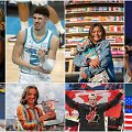 Sporto talentai - vir&scaron;uje i&scaron; kairės: Stephanie Gilmore, LaMelo Ballas, Sky Brown, Klimentinas Kolesnikovas, apačioje i&scaron; kairės: Bolas Bolas, Iga Swiatek, Alexis Lafreniere'as, Raevyn Rogers.  