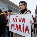 Minske protestuotojai reikalauja paleisti opozicionierę Maryją Kalesnikavą