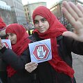 Akimirka i&scaron; 2015 m. vykusios protesto akcijos Stokholme. Nuotraukoje matoma mergina laiko užra&scaron;ą &scaron;vedų kalba &bdquo;nelieskite mano mečetės&ldquo;.