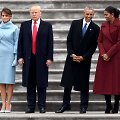 Melania ir Donaldas Trumpai bei Barackas ir Michelle Obamos