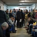 Ukrainiečiai &scaron;aukimo į kariuomenę biure Kyjive