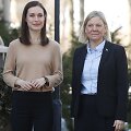 Suomijos premjerė Sanna Marin ir &Scaron;vedijos vyriausybės vadovė Magdalena Andersson