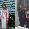 Elena Valainytė tradiciniu palestiniečių apdaru (kairėje). Palestiniečių &scaron;eima